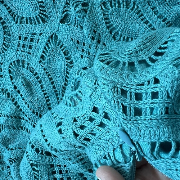 $850 PatBO Camila Coelho Crochet Embroidered Maxi Dress - Blue size M - Picture 7 of 11